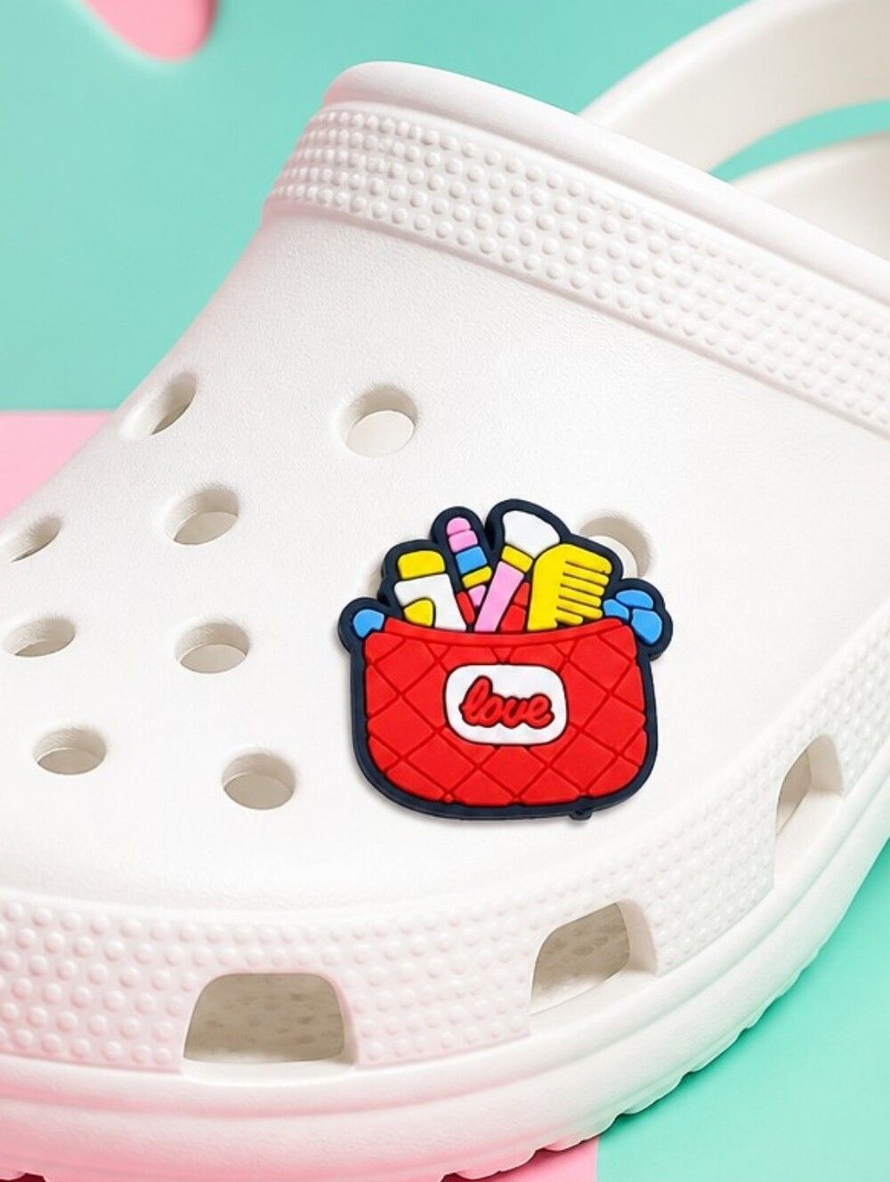 Makeup Bag Croc Charm Red Cosmetic Case Beauty Jibbitz Style Girly Glam Playful